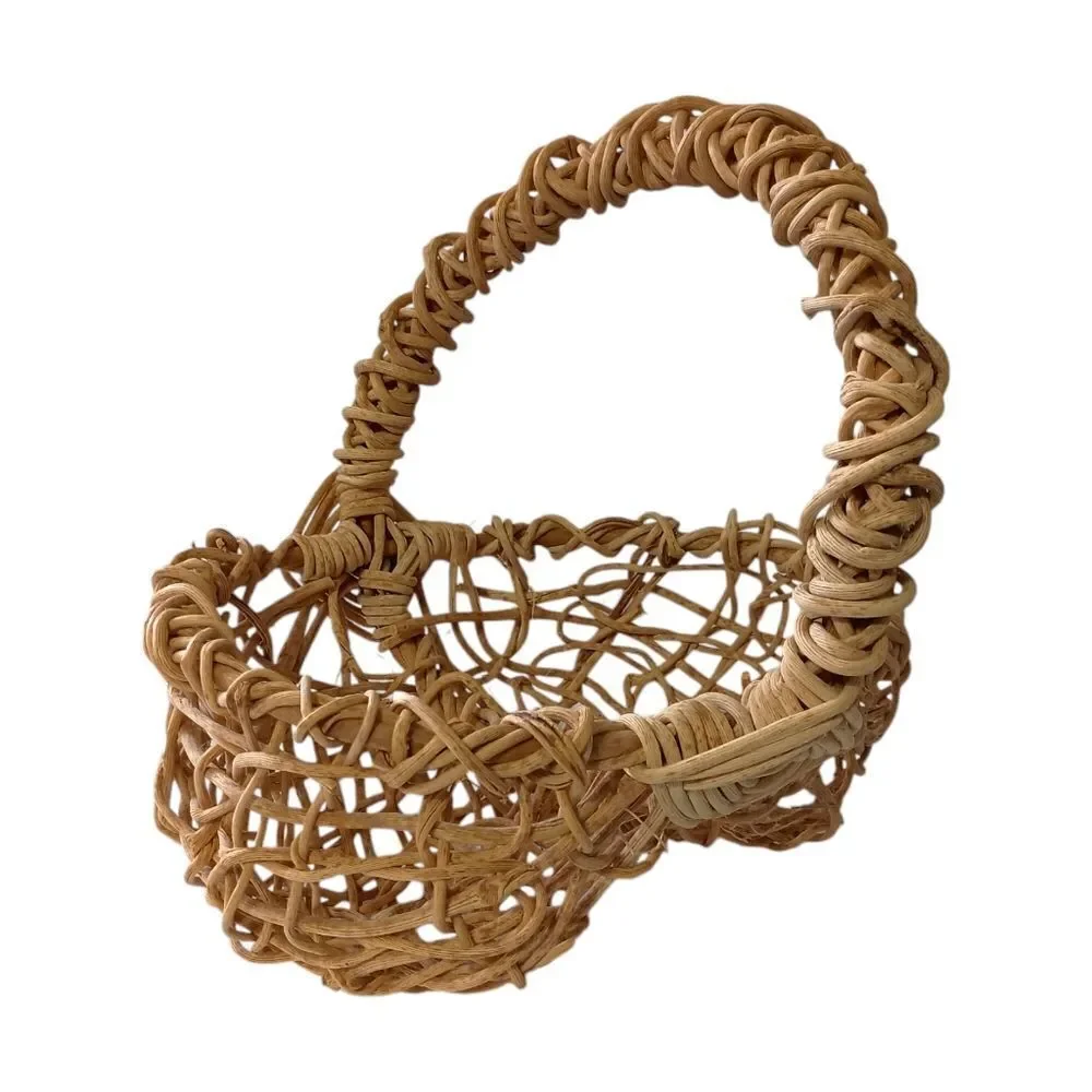 Primitive Buttock Basket Grapevine Egg Fruit Gathering Eye of God Hand Woven Vtg